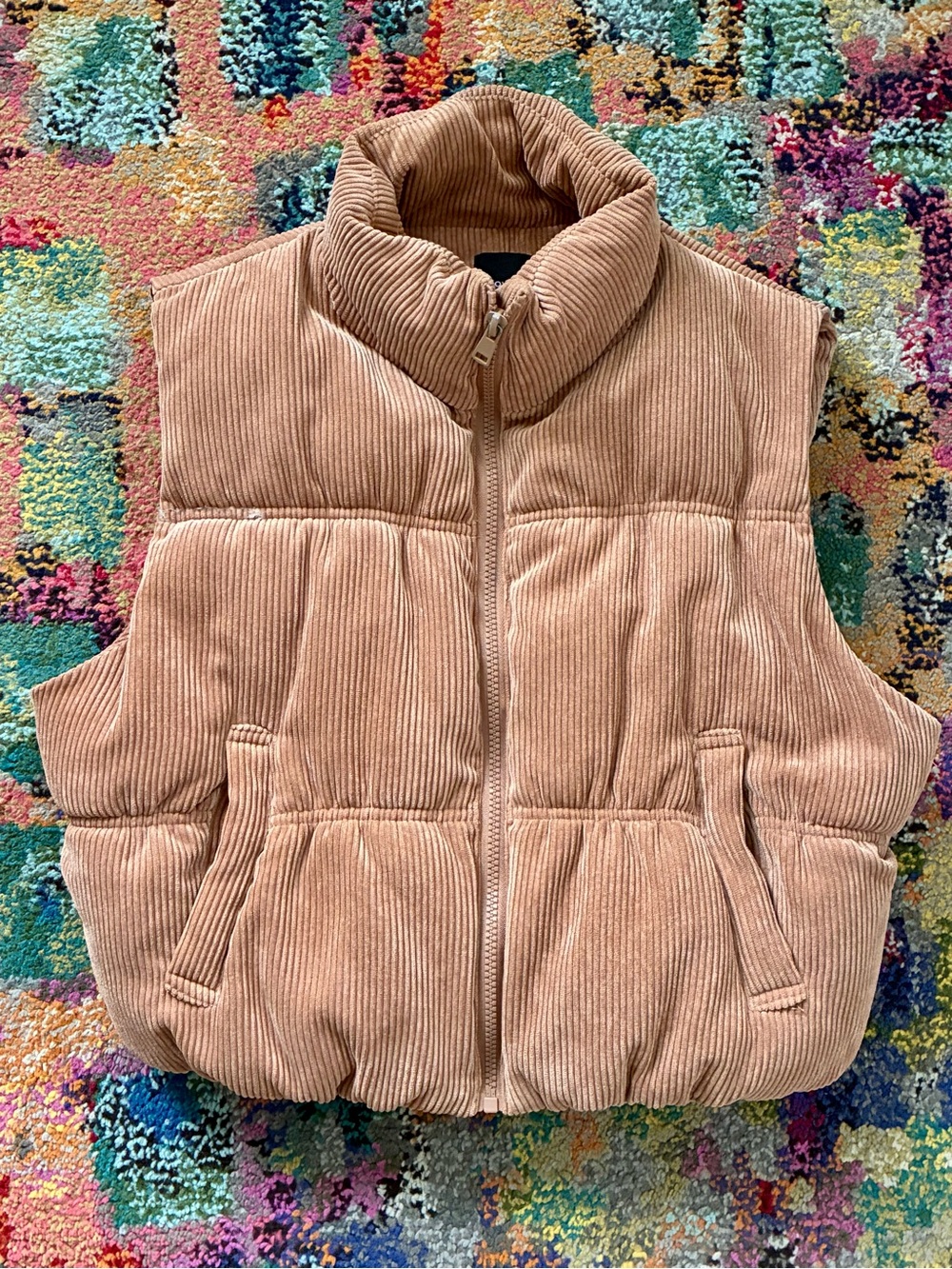 Love Tree Women's Corduroy Puffer Vest in Light Brown